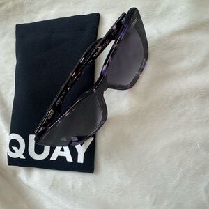 Quay Confidential Women's Oversized Cat Eye Sunglasses in purple tort/smoke
